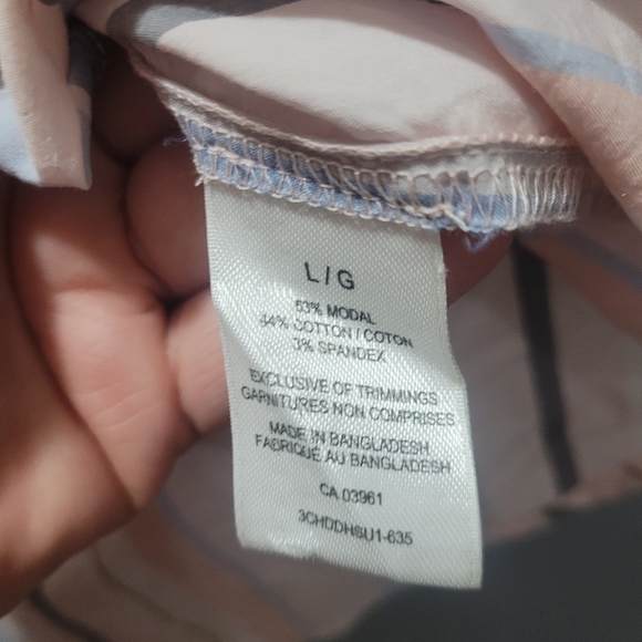 Denver Hays Multi Colored Striped Short Sleeve Top L - Picture 3 of 5